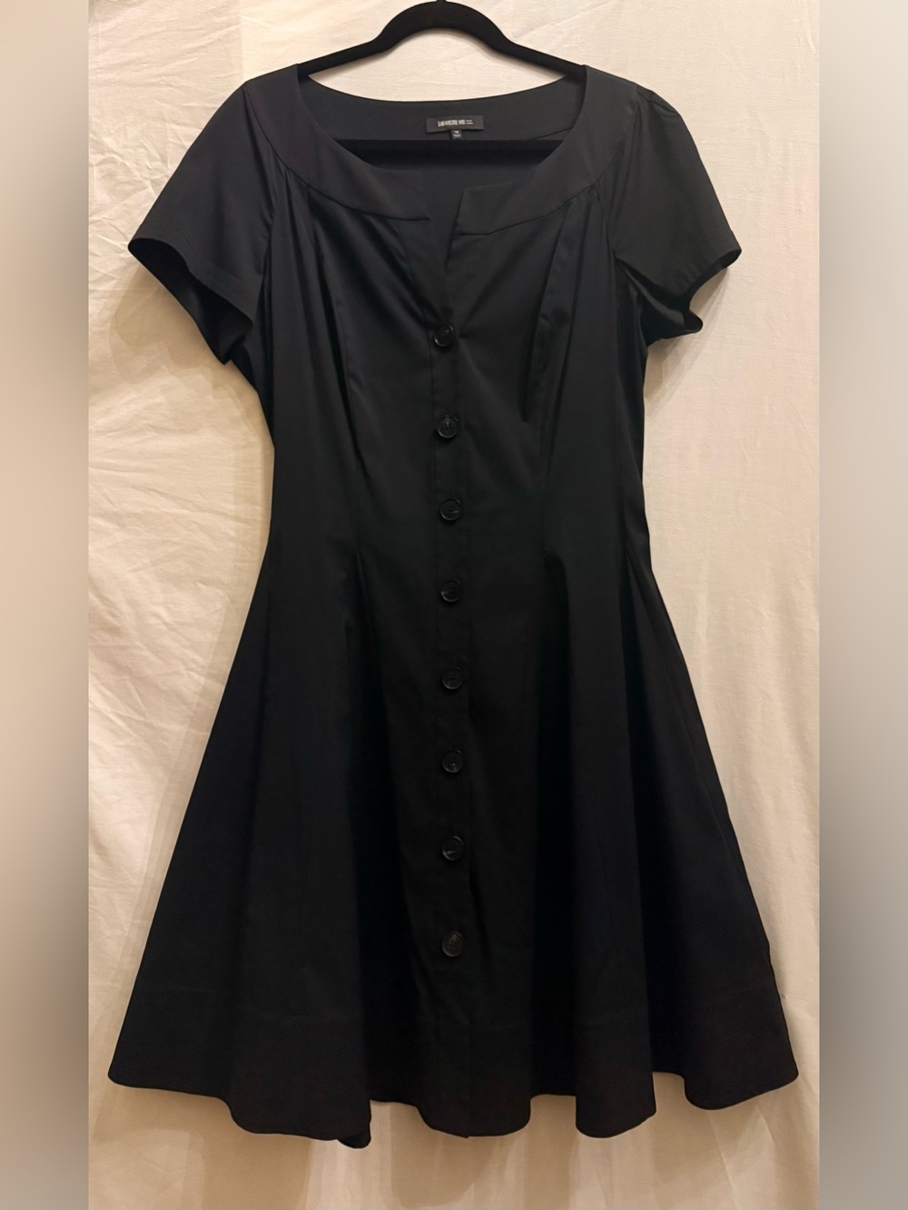 Lafayette 148 Black Button-Front Fit & Flare Dress